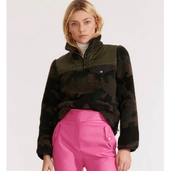 VERONICA BEARD Kylan Sherpa Quarter Zip Pullover Size M - Picture 2 of 10